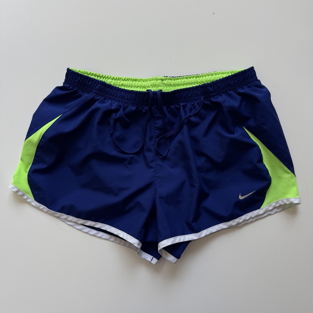 NIKE Tempo Running Brief-Lined Short Womens Medium‎ Blue Green Athletic Workout